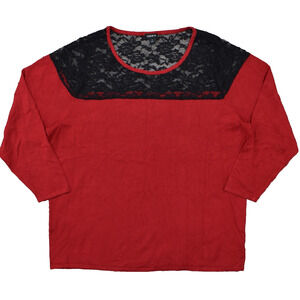 Torrid Women's Plus Size 4 Pullover Sweater Red Long Sleeve Rayon Crew Neck